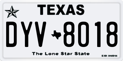 TX license plate DYV8018
