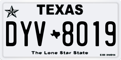 TX license plate DYV8019