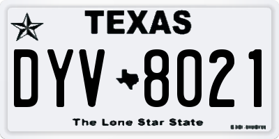 TX license plate DYV8021