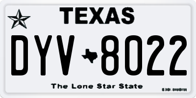 TX license plate DYV8022