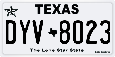 TX license plate DYV8023