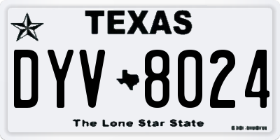 TX license plate DYV8024