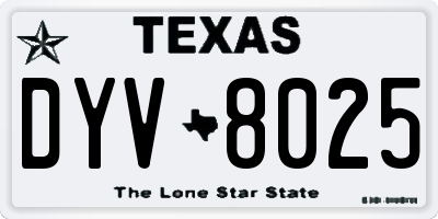 TX license plate DYV8025