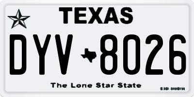 TX license plate DYV8026