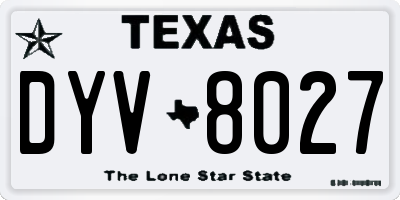 TX license plate DYV8027