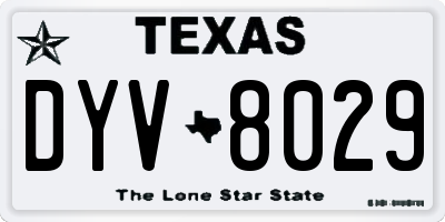 TX license plate DYV8029
