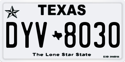 TX license plate DYV8030
