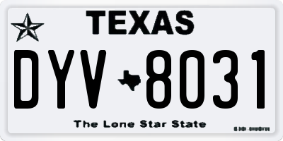 TX license plate DYV8031