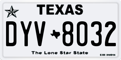 TX license plate DYV8032