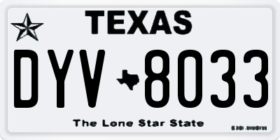 TX license plate DYV8033