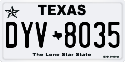 TX license plate DYV8035