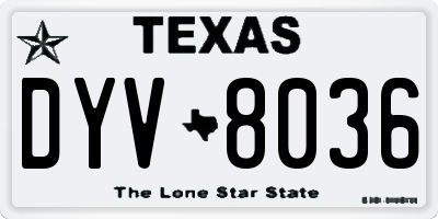 TX license plate DYV8036