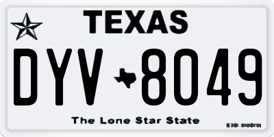 TX license plate DYV8049