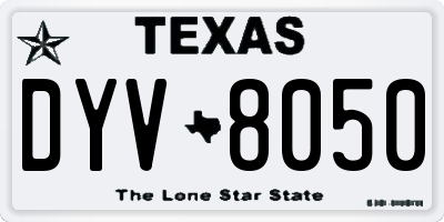 TX license plate DYV8050