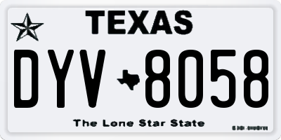 TX license plate DYV8058