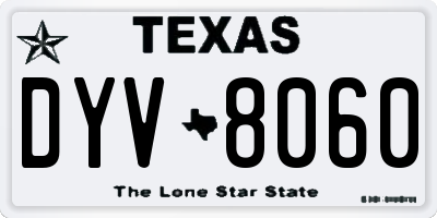 TX license plate DYV8060