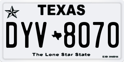 TX license plate DYV8070