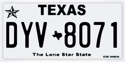 TX license plate DYV8071