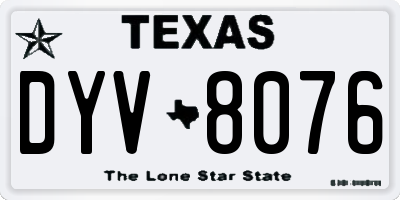 TX license plate DYV8076