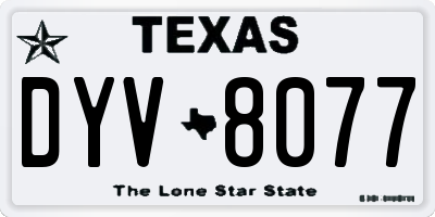 TX license plate DYV8077