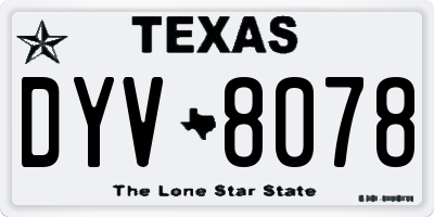 TX license plate DYV8078