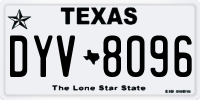 TX license plate DYV8096