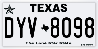 TX license plate DYV8098