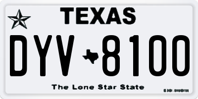 TX license plate DYV8100