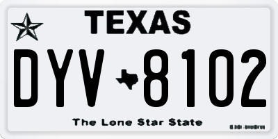 TX license plate DYV8102