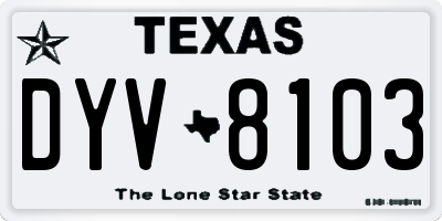 TX license plate DYV8103
