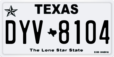 TX license plate DYV8104