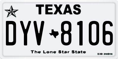 TX license plate DYV8106