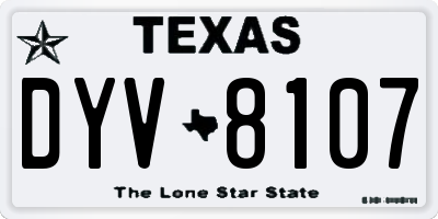TX license plate DYV8107
