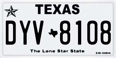 TX license plate DYV8108