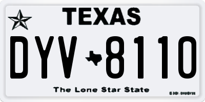TX license plate DYV8110