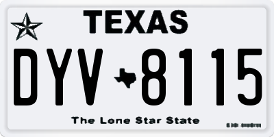 TX license plate DYV8115