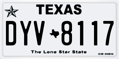 TX license plate DYV8117