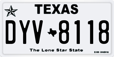 TX license plate DYV8118