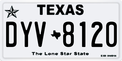 TX license plate DYV8120