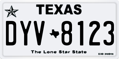 TX license plate DYV8123
