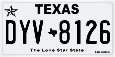 TX license plate DYV8126