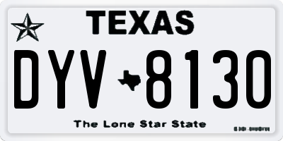 TX license plate DYV8130