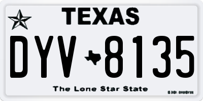 TX license plate DYV8135