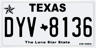 TX license plate DYV8136