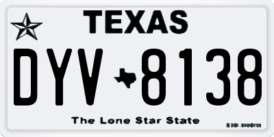 TX license plate DYV8138