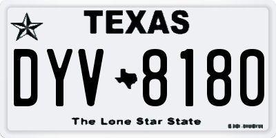 TX license plate DYV8180