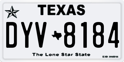 TX license plate DYV8184