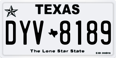 TX license plate DYV8189