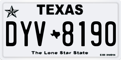 TX license plate DYV8190