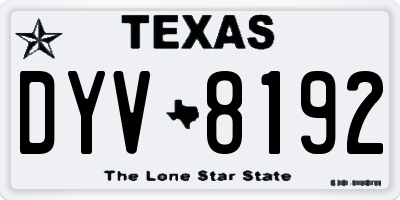 TX license plate DYV8192